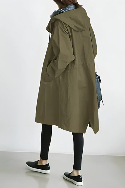 Women’s Oversized Water-Resistant Hooded Trench Coat