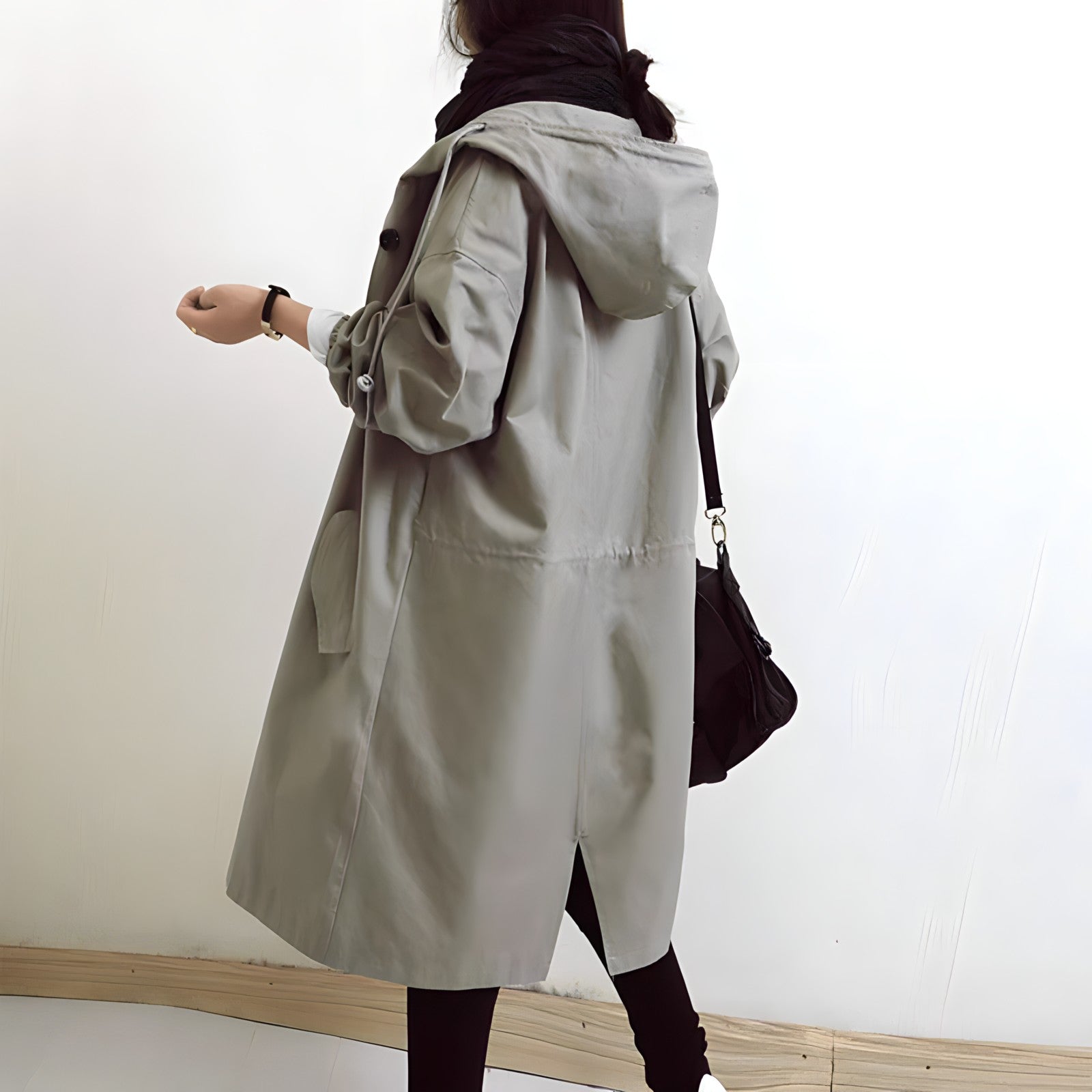 Women’s Oversized Water-Resistant Hooded Trench Coat
