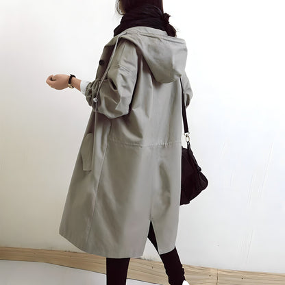 Women’s Oversized Water-Resistant Hooded Trench Coat