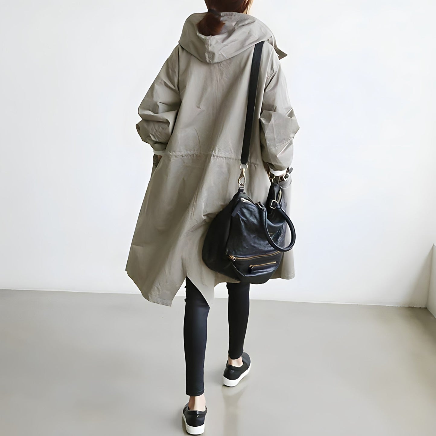 Women’s Oversized Water-Resistant Hooded Trench Coat