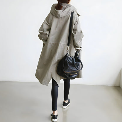 Women’s Oversized Water-Resistant Hooded Trench Coat