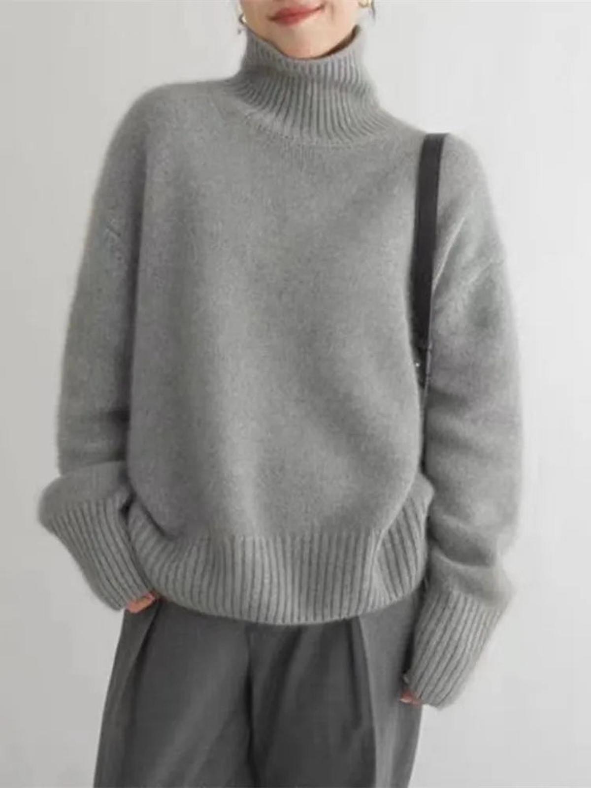 Women’s Relaxed Turtleneck Sweater Knitted Roll Neck Jumper