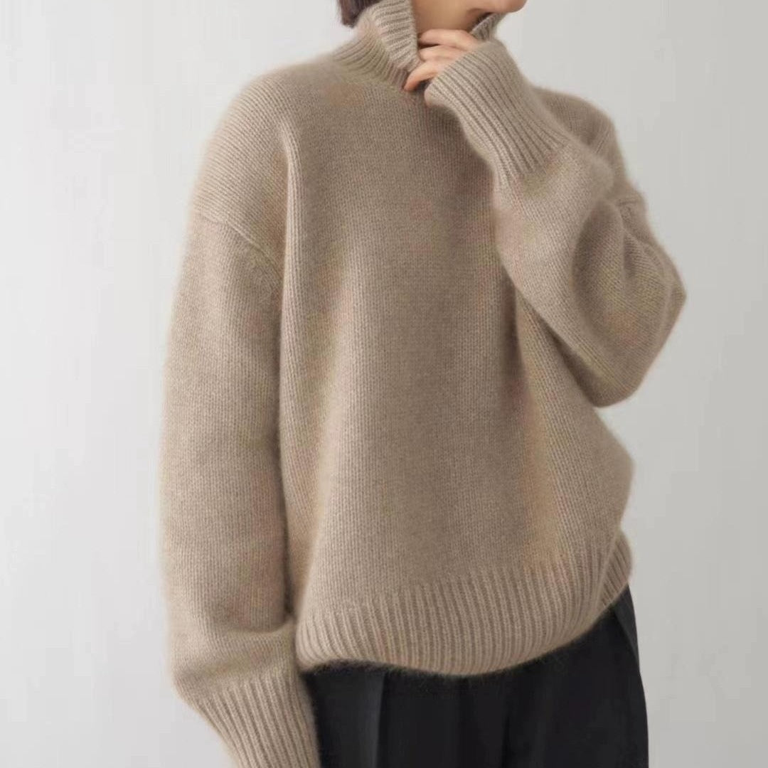 Women’s Relaxed Turtleneck Sweater Knitted Roll Neck Jumper