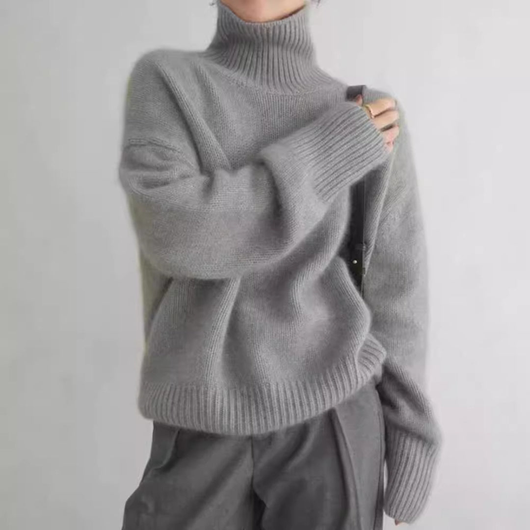Women’s Relaxed Turtleneck Sweater Knitted Roll Neck Jumper