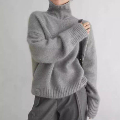 Women’s Relaxed Turtleneck Sweater Knitted Roll Neck Jumper