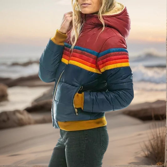 Women's Retro Vintage Quilted Jacket with Hood