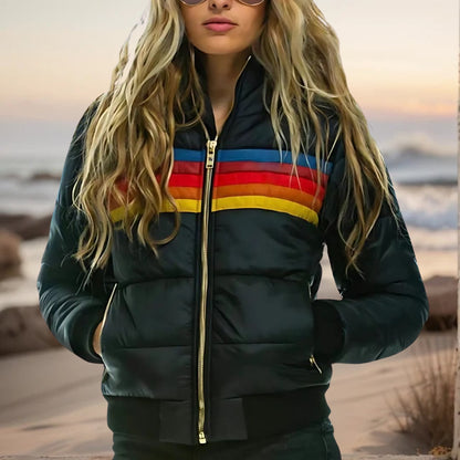 Women's Retro Vintage Quilted Jacket with Hood
