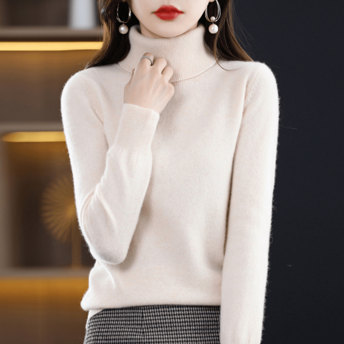 Women’s Cashmere Regular Fit Roll Neck Jumper