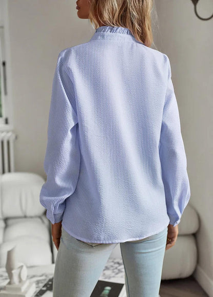 Women’s Ruffle Trim Blouse Long Sleeve Top in Stripe