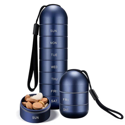 Aluminium 7 Days Portable Pill Organiser for Travel Dosette Box Container