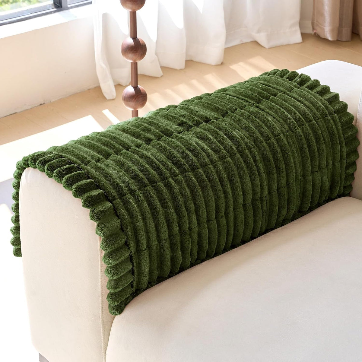 Plush Sofa Armrest Covers Set of 2