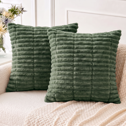 Plush Sofa Cushion Covers Pack of 2