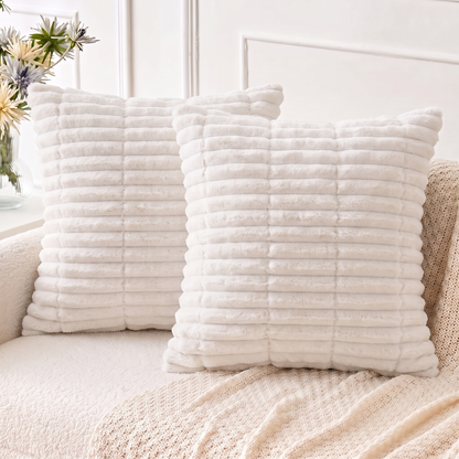 Plush Sofa Cushion Covers Pack of 2