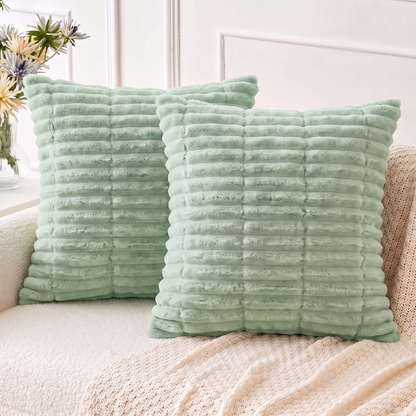 Plush Sofa Cushion Covers Pack of 2