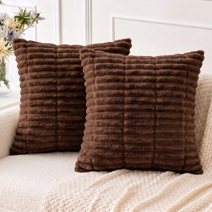 Plush Sofa Cushion Covers Pack of 2