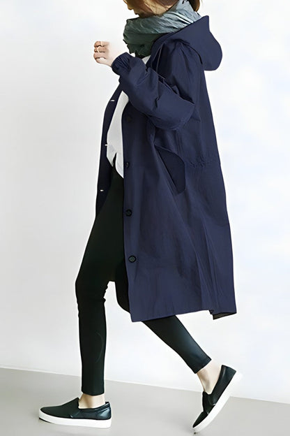 Women’s Oversized Water-Resistant Hooded Trench Coat