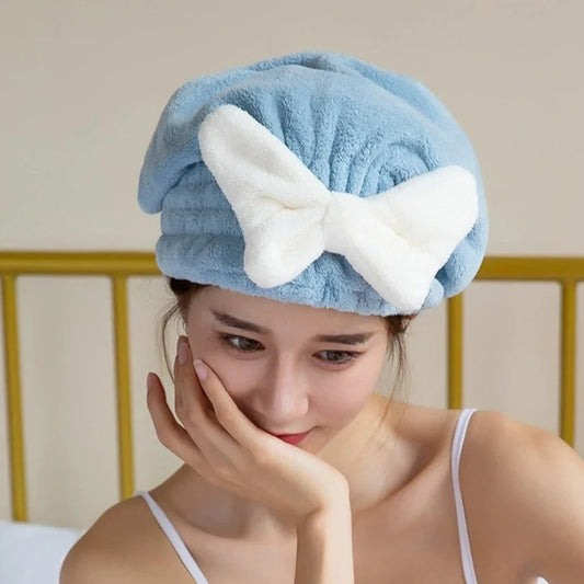 Quick Dry Absorbent Microfibre Hair Wrap Towel Cap