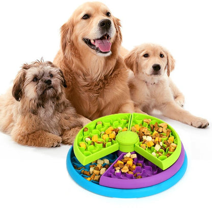 Twist & Turn Dog Slow Feeder Puzzle Bowl | Interactive Rotating Anti-Gulping Pet Feeder