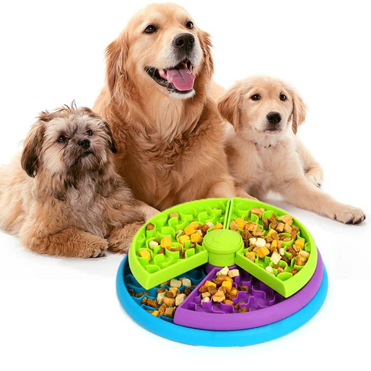 Twist & Turn Dog Slow Feeder Puzzle Bowl | Interactive Rotating Anti-Gulping Pet Feeder