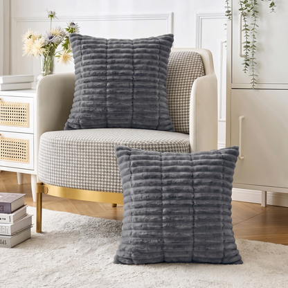 Plush Sofa Cushion Covers Pack of 2