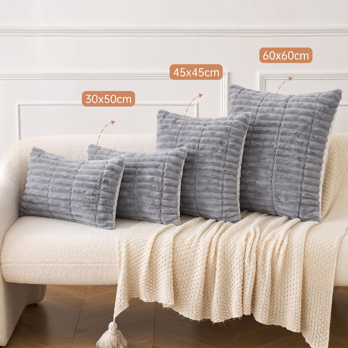 Plush Sofa Cushion Covers Pack of 2
