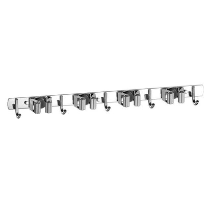 Wall Mounted Broom And Mop Holder Rack With Hooks
