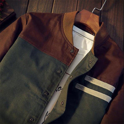 Men's Colour Block Bomber Jacket With Stripes