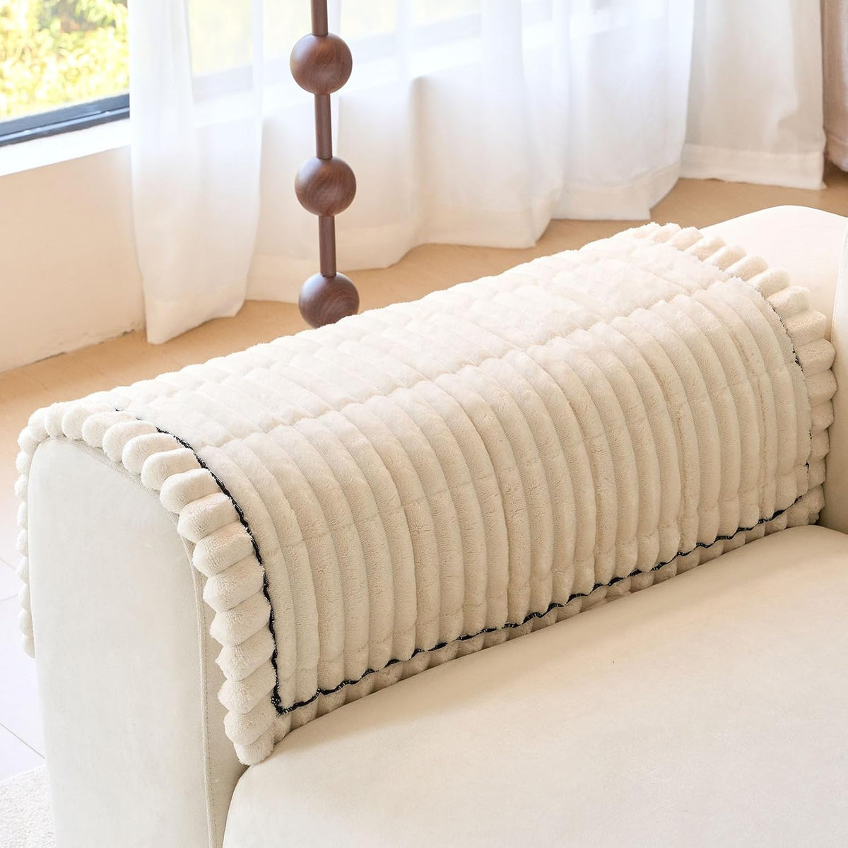 Plush Sofa Armrest Covers Set of 2
